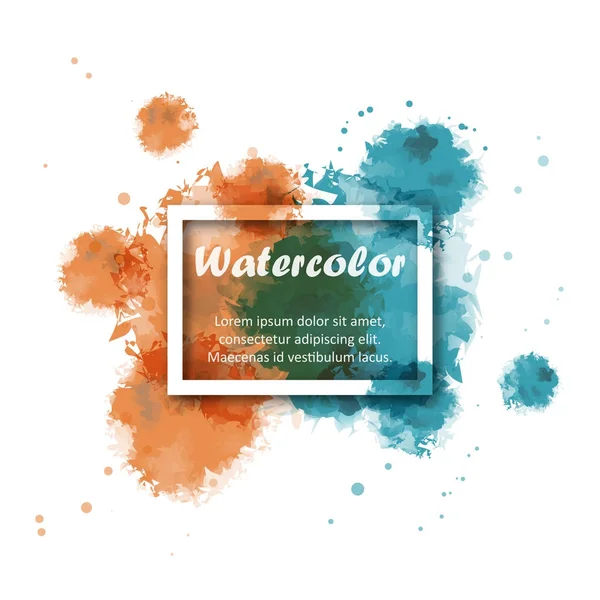 İki ton suluboya arka plan beyaz kare kenarlık için Illustrator grafik vektör tasarımı ile turuncu ve yeşil rengini soyut