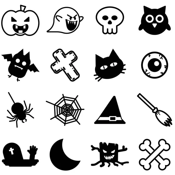 Insieme di icone di Halloween Silhouette isolate su sfondo bianco per illustratore grafico — Vettoriale Stock