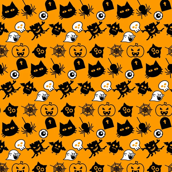 Cadılar Bayramı simgeler Dikişsiz desen vektör tasarım konsepti turuncu zemin üzerine