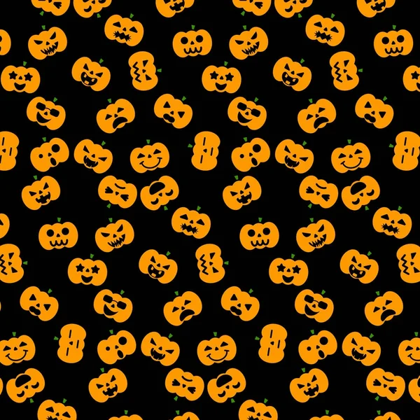 Turuncu Halloween kabak simge şeklinde çeşitli duygu Illustrator vektör tasarım konsepti için siyah arka plan üzerine