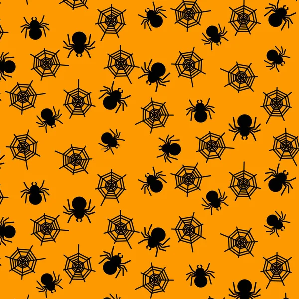 Örümcek ve web simgesi desenine Illustrator vektör tasarım konsepti için turuncu arka plan