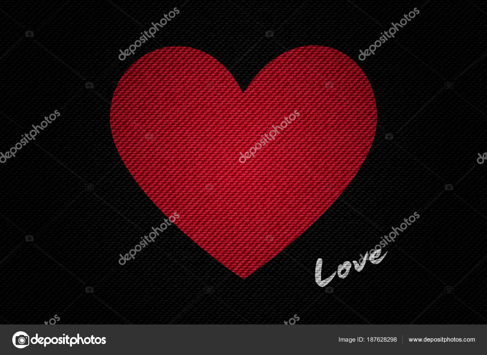 バレンタインの概念の考えの赤い心臓ベクトル イラスト デザインのリアルなブラック デニムのテクスチャ ストックベクター C Gjeerawut 187628298