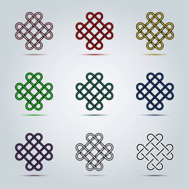 İrlandalı Celtic Knot simge vektör grafik tasarım kavramı fikri renkli soyut