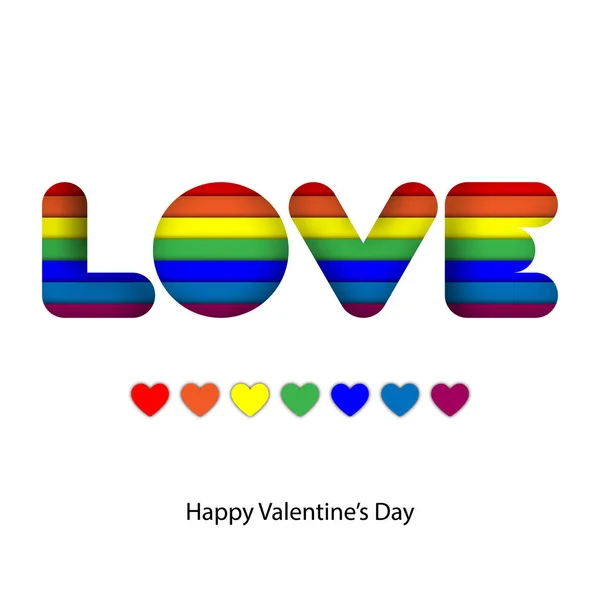 Abstract Rainbow Colorful Paper Craft Layer Love Word Valentine Lgbt — Stock Vector
