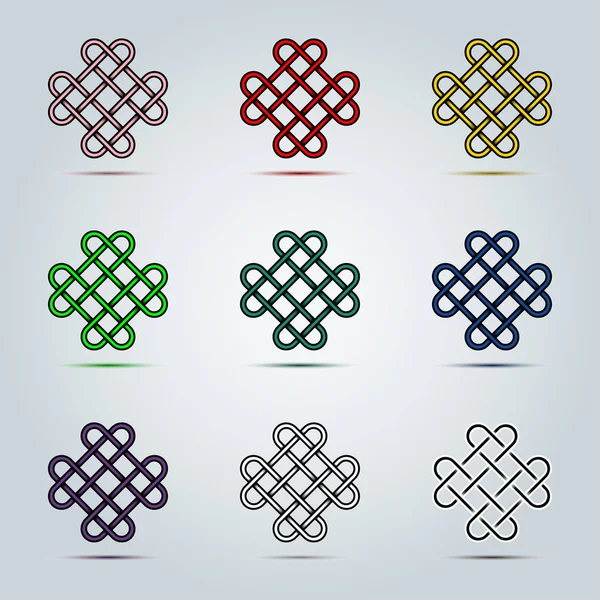 Abstrait Coloré Celtic Irish Knots Icône Vectorielle Conception Graphique Concept — Image vectorielle