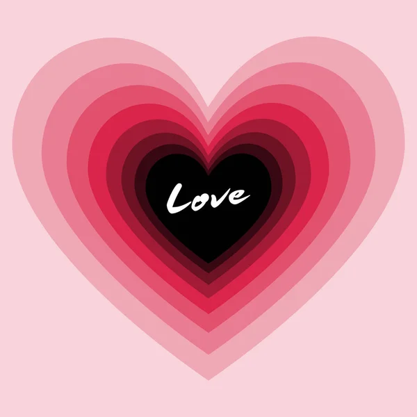 Ljuvligt Vacker Rosa Hjärta Multi Lager Med Vit Älskar Ordet — Stock vektor