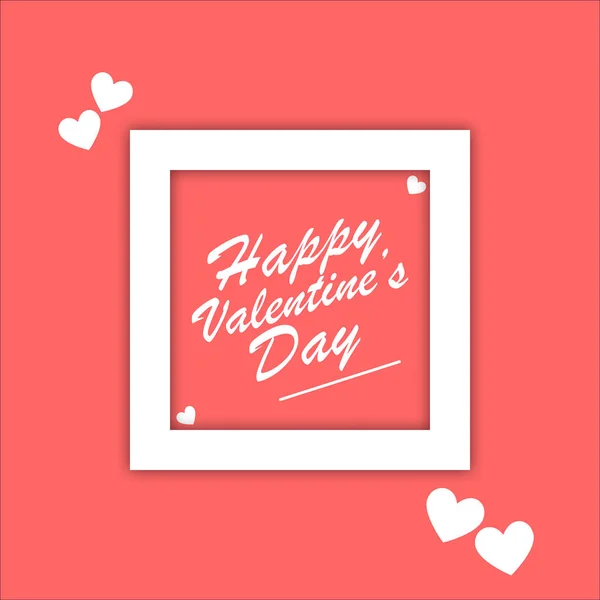 Simple Concept White Frame Happy Valentine Day Word Center Valentine — Stock Vector