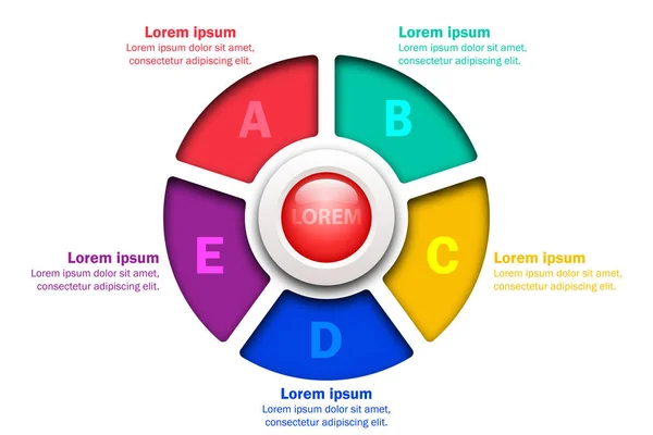 Téma Színes Diagram Papír Vágott Stílusú Márvány Kör Központ Honlapján — Stock Vector