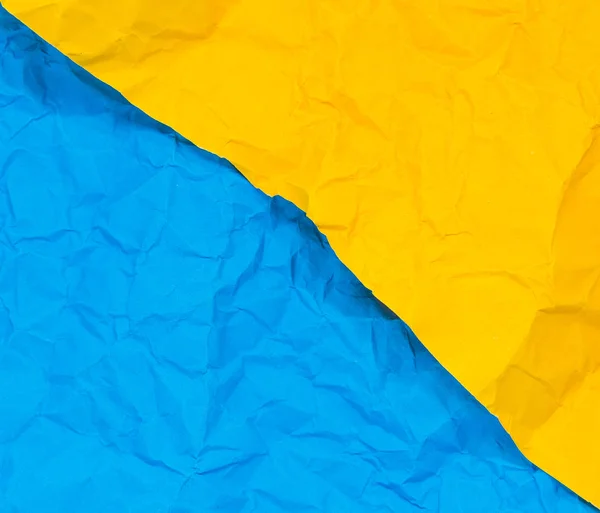 Dois tons de textura Papel amarrotado azul e amarelo para ideia de conceito de fundo — Fotografia de Stock