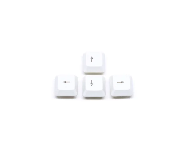 Botón de flecha de teclado blanco cuatro aislado sobre fondo blanco — Foto de Stock