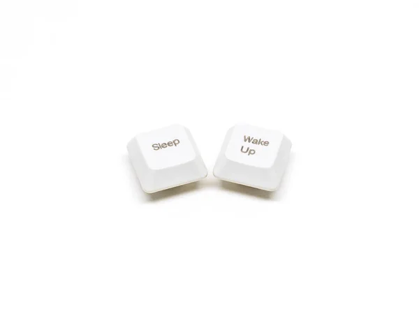 Weiße Tastatur-Taste schlafen und aufwachen Taste isoliert auf weißem Hintergrund — Stockfoto