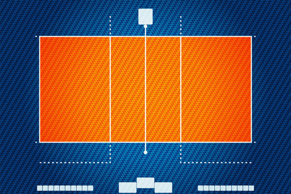 Реалистичная вышитая текстура патч-работы векторной иллюстрации конструкции поля для волейбола

