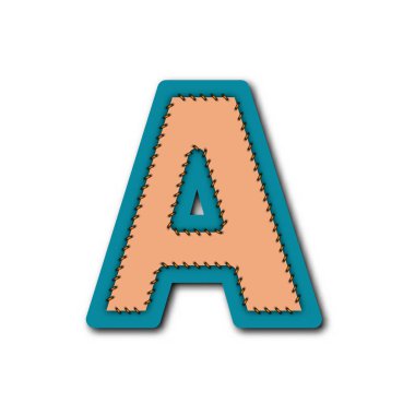 İşlemeli yama alfabesinde bir karakter çalışması vektör fikir grafik tasarım konsepti