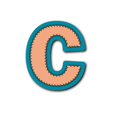 C karakterini alfabesinin işlemeli yama iş kavramı vektör fikir grafik tasarımı için