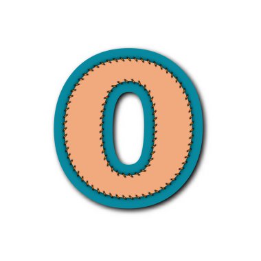 O karakter alfabesinin işlemeli yama iş kavram vektör fikir grafik tasarımı için