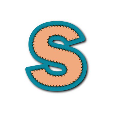 İşlemeli yama alfabesinde S karakter iş kavramı vektör fikir grafik tasarımı için