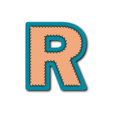 İşlemeli yama alfabesinde R karakterinin çalışmak için vektör fikir grafik tasarım konsepti