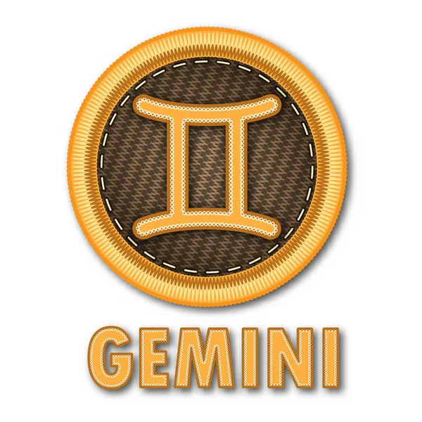 Naszywka Pracy Gemini Zodiak Znak Symbolu Ikony Dla Wektor Graficzny — Wektor stockowy