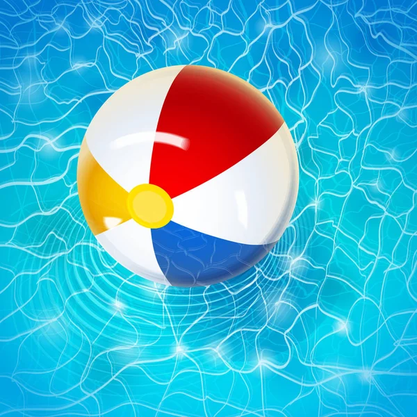 Pelota de playa flotando en la piscina . — Vector de stock
