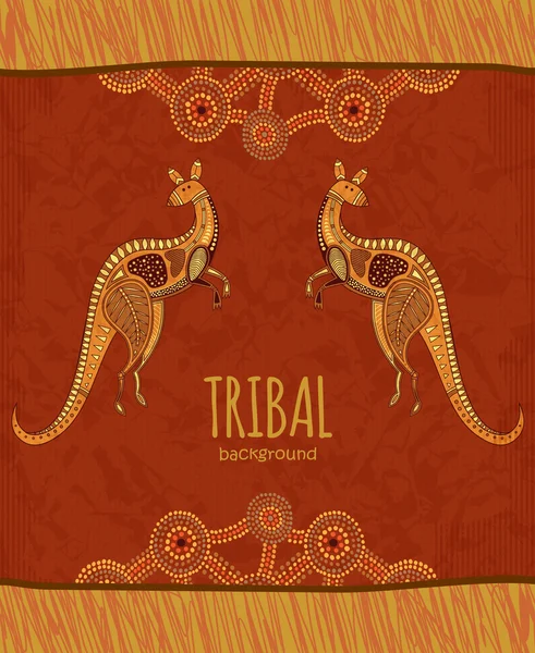 Kandaroo background in Aboriginal style — Stock Vector