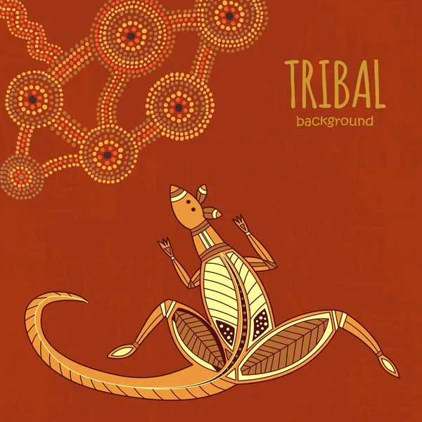 Tribal bakgrund med känguru — Stock vektor