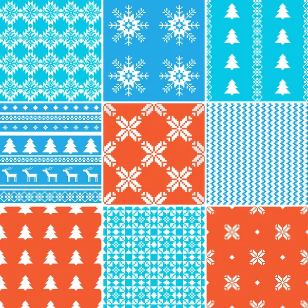 Ensemble de motifs tricotés de Noël — Image vectorielle