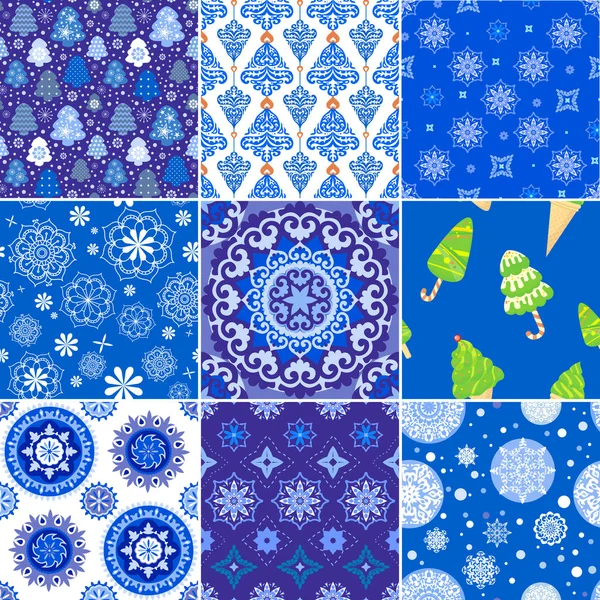 Set van winter patronen — Stockvector