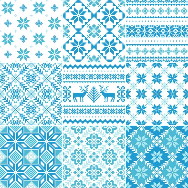 Set of traditional Christmas patterns — Stock Vector
