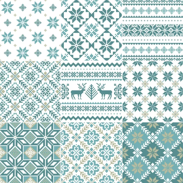 Set of traditional Christmas patterns — Stock Vector