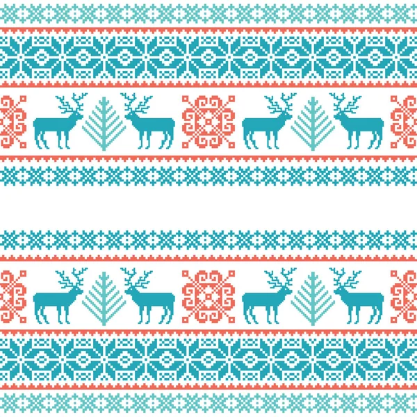 Christmas knitted pattern — Stock Vector
