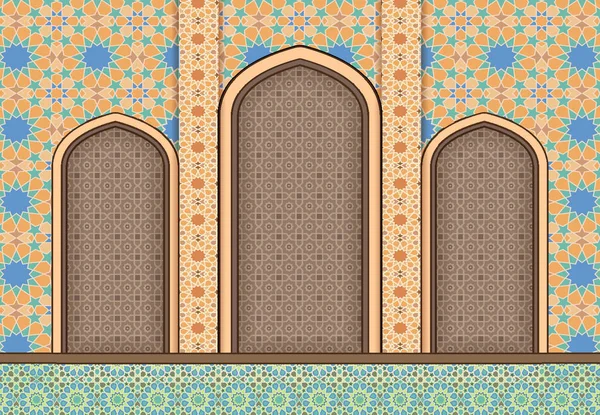 Elementen van de islamitische architectuur decoratieve achtergrond — Stockvector