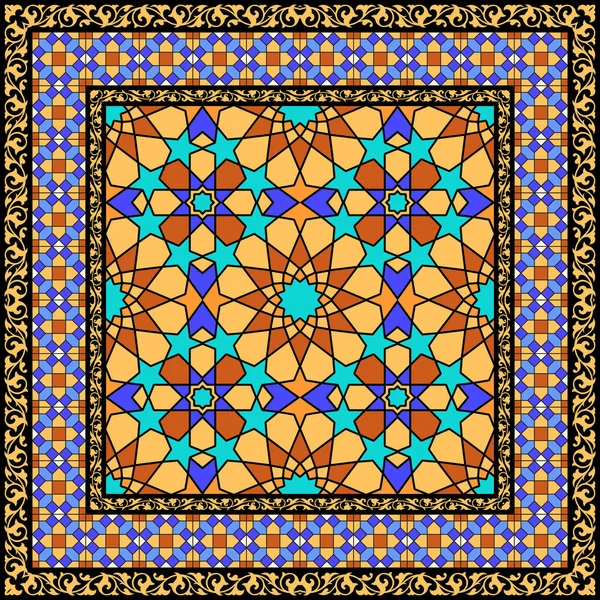 Arabic stained glass ornament — Stock Vector