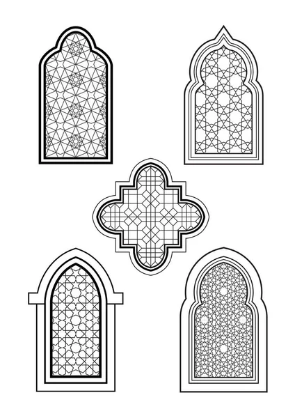 Arabische of islamitische traditionele architectuur, instellen van windows — Stockvector