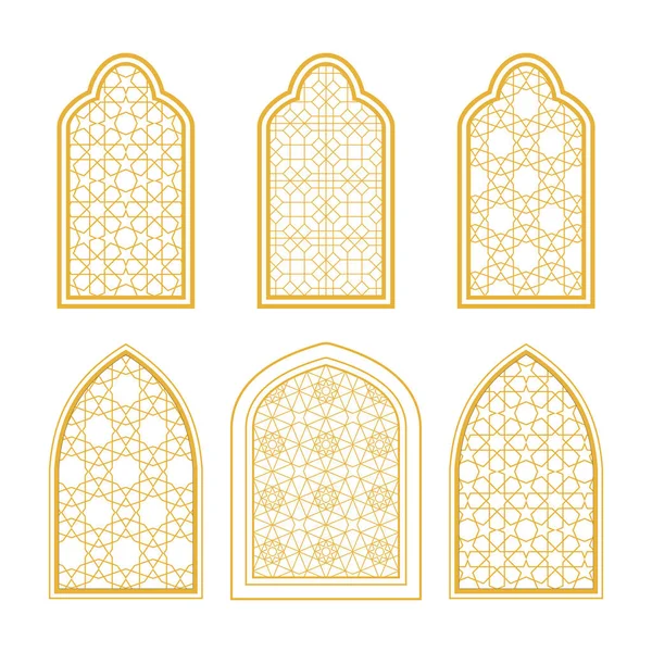 Zestaw ozdobnych okien w stylu arabskim — Wektor stockowy