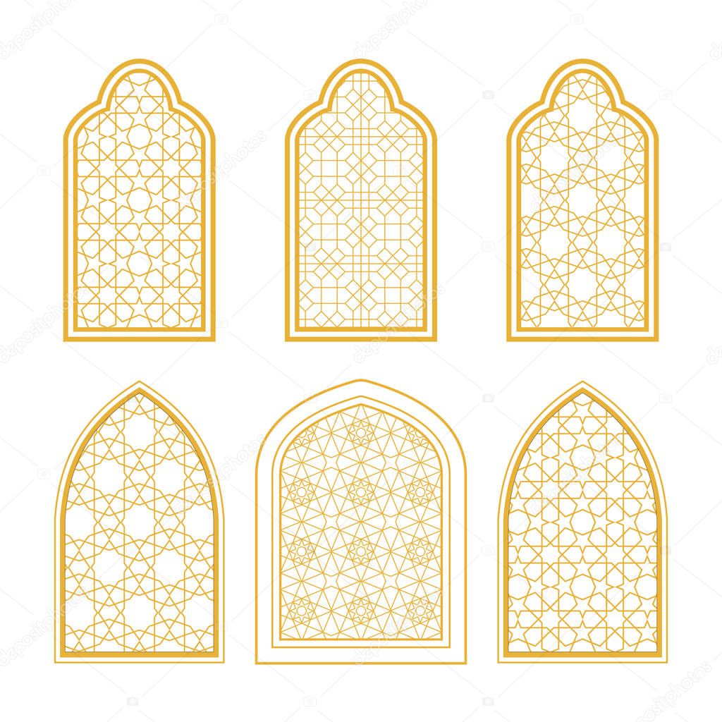 Set of ornamental windows in arabic style