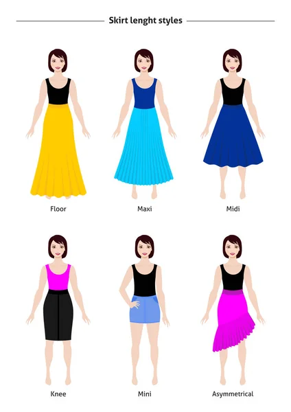 Estilos de comprimento saia —  Vetores de Stock