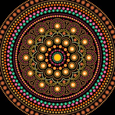 Nokta resim mandala Aborijin tarzı, süsleme yuvarlak