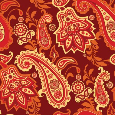 Paisley ve çiçeklerin desen