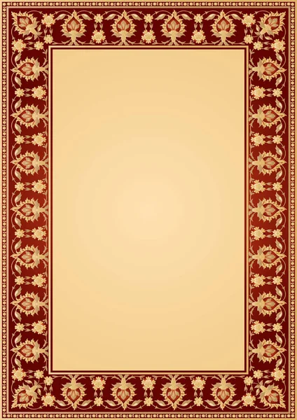 Marco ornamental adornado en rojo y oro — Vector de stock