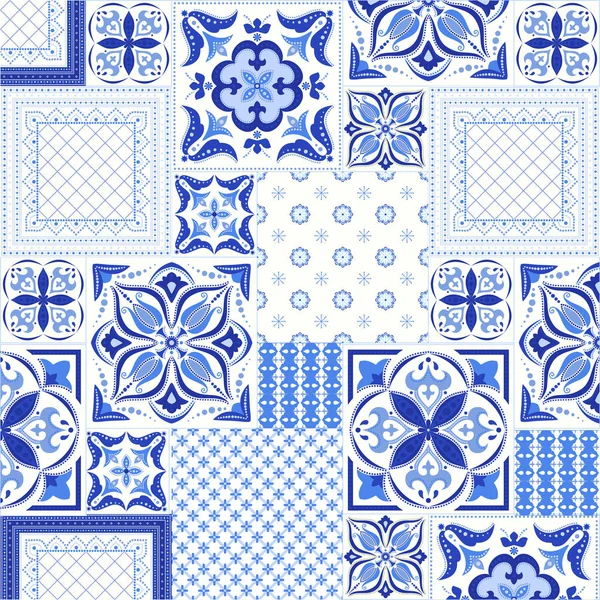 Patrón azulejo azul — Vector de stock