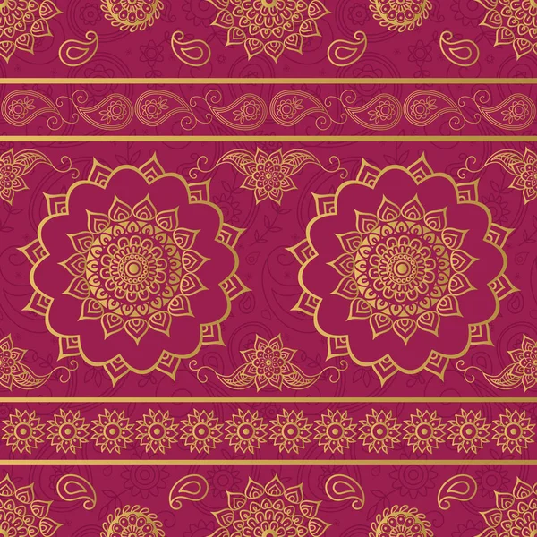Patrón adornado mandala y paisley — Archivo Imágenes Vectoriales