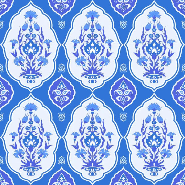 Padrão floral azul em estilo oriental — Vetor de Stock