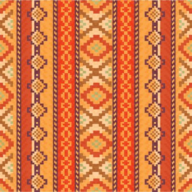 Kırmızı ve turuncu etnik model, Güney Amerika geleneksel kumaşı