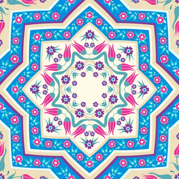 Ornement Floral Turc Étoiles Fleurs Motif Sans Couture — Image vectorielle