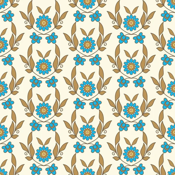 青い花 花のシームレスなパターン — ストックベクタ