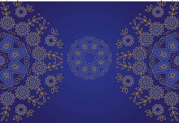青と金の花の背景 — ストックベクタ