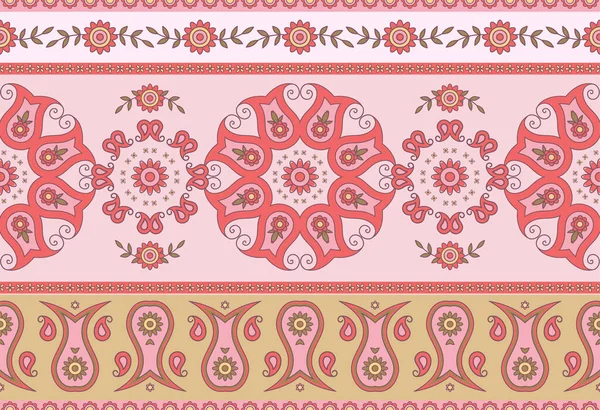 Patrón floral a rayas rosa sin costuras — Vector de stock