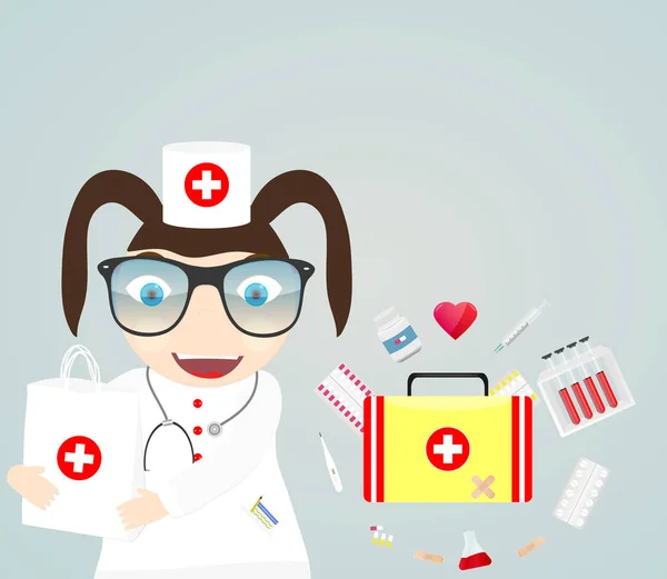 Bir doktor vektör Illustration. Tıbbi simgeler