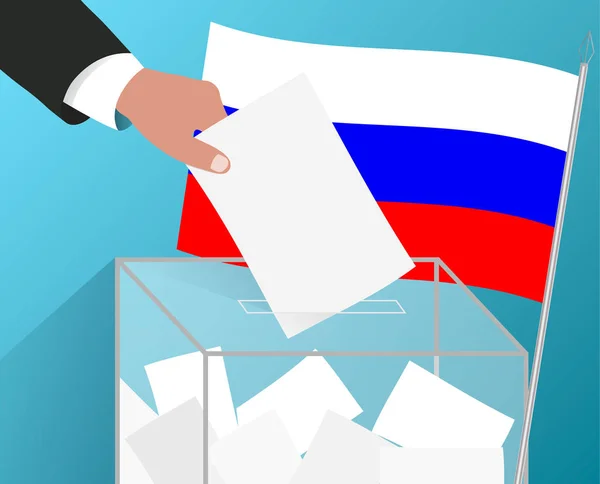 Ryssland ryska presidentvalet, begreppet flaggan valurnan — Stock vektor