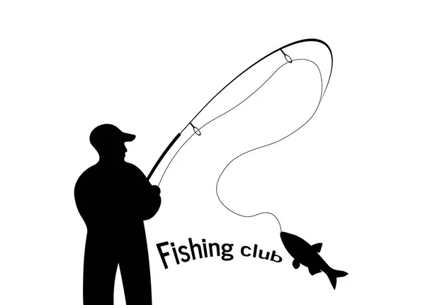 Black-and-White logo of a fisherman — Stock Vector